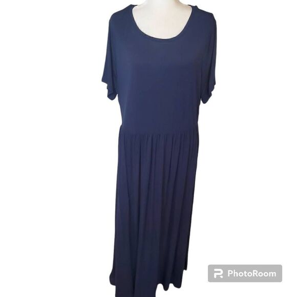 NWT Amazon Navy Blue Stretchy Maxi Dress 2X - Picture 2 of 10